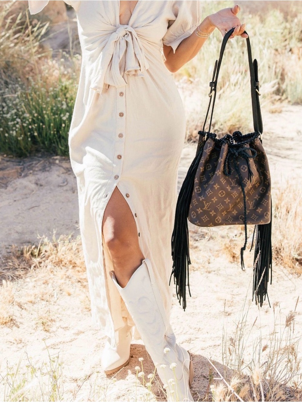 Monogram Drawstring Bucket Bag in Brown and Black with Original Dustbag - Picture 16 of 16